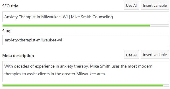 Therapist meta data for an anxiety therapist in Milwaukee, Wisconsin